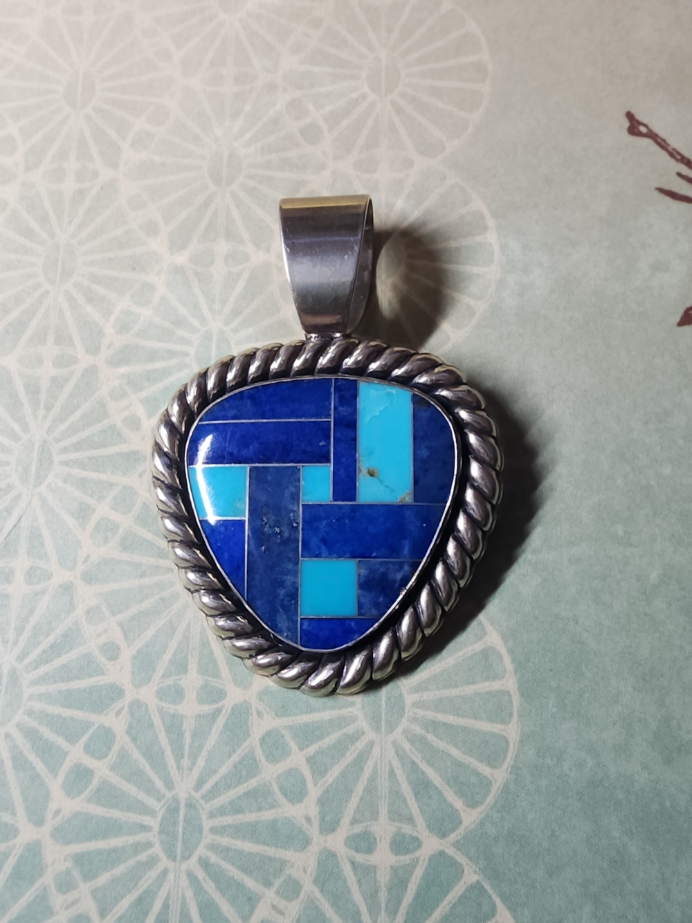 Carolyn Pollack Sterling Silver Blue Mosaic Inlay Pendant - Turquoise & Lapis